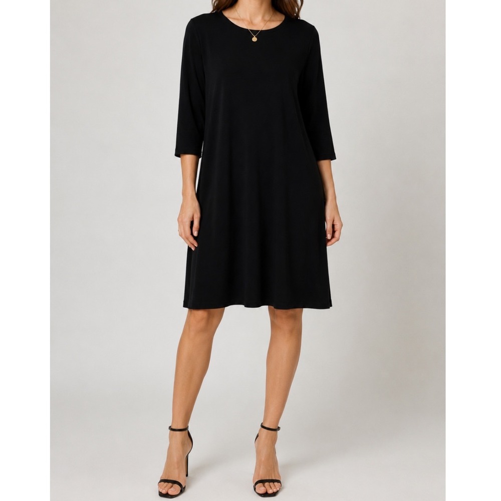 Sympli Canada Womens Dress 12 Go To T-Shirt Black Jersey Pockets 3/4 Sleeve